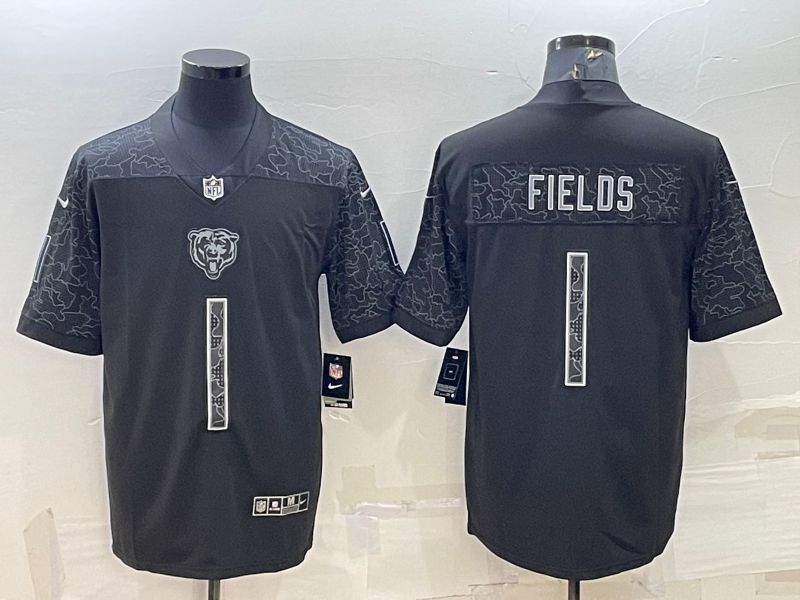 Men Chicago Bears #1 Fields Black Reflector 2022 Nike Limited NFL Jersey->carolina panthers->NFL Jersey